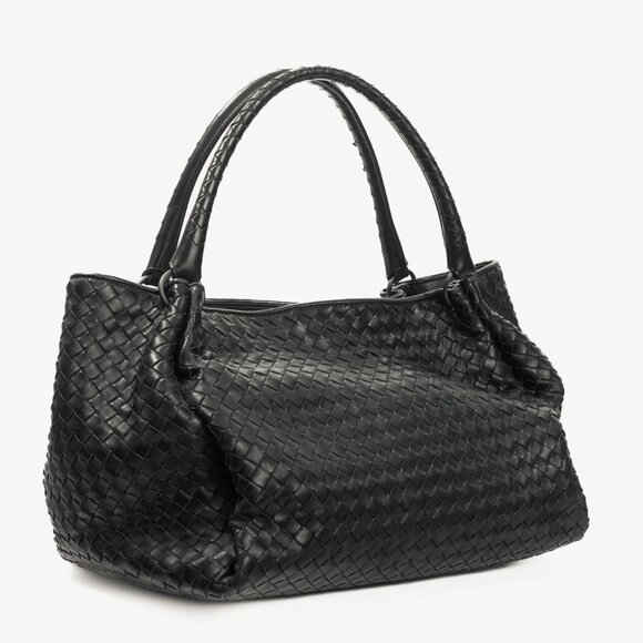 Bottega Veneta Black Intrecciato-Leather Handbag - Picture 2 of 12